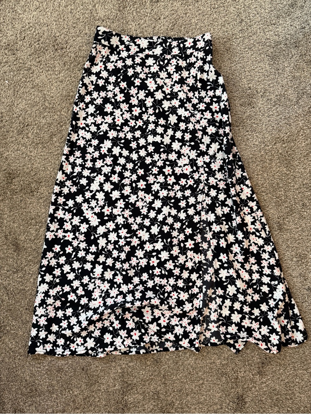 Black Floral A-Line Midi Skirt - Elegant Everyday Style